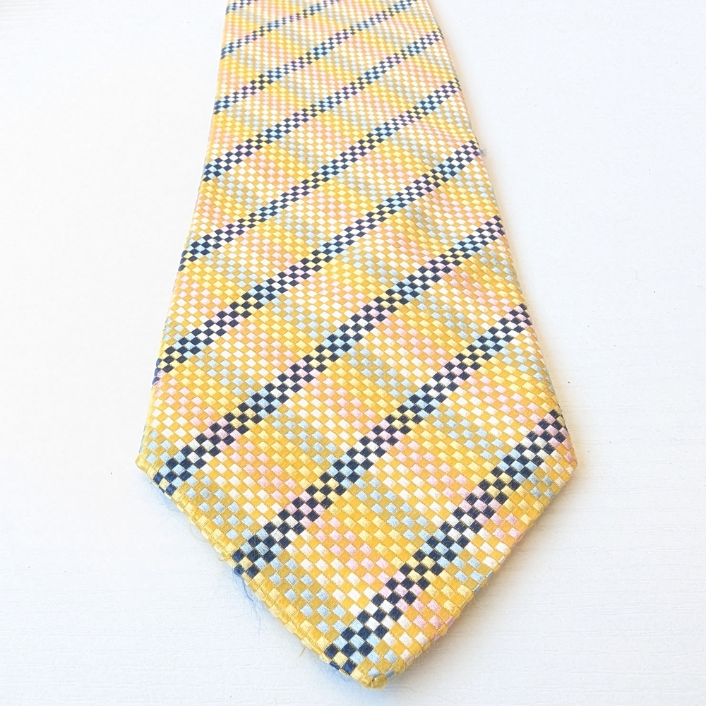 Frangi Silk Yellow and Pink Geometric Tie